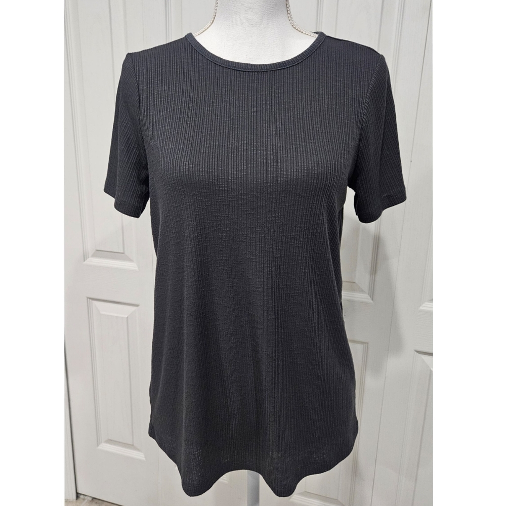 Luxe Gray Stretch Tee Blouse OLD NAVY Size Xs Tall Long